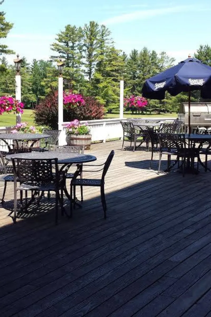Enjoy pre or post round refreshments on our deck.